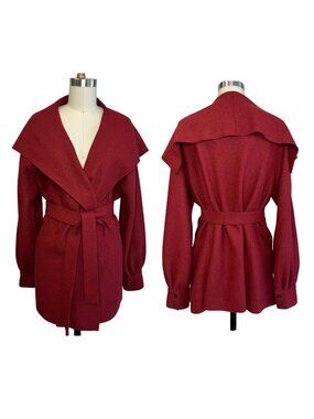 Beyond Threads Burgundy Alpaca/Wool Made in Peru Shawl collar Coat Women's sz L